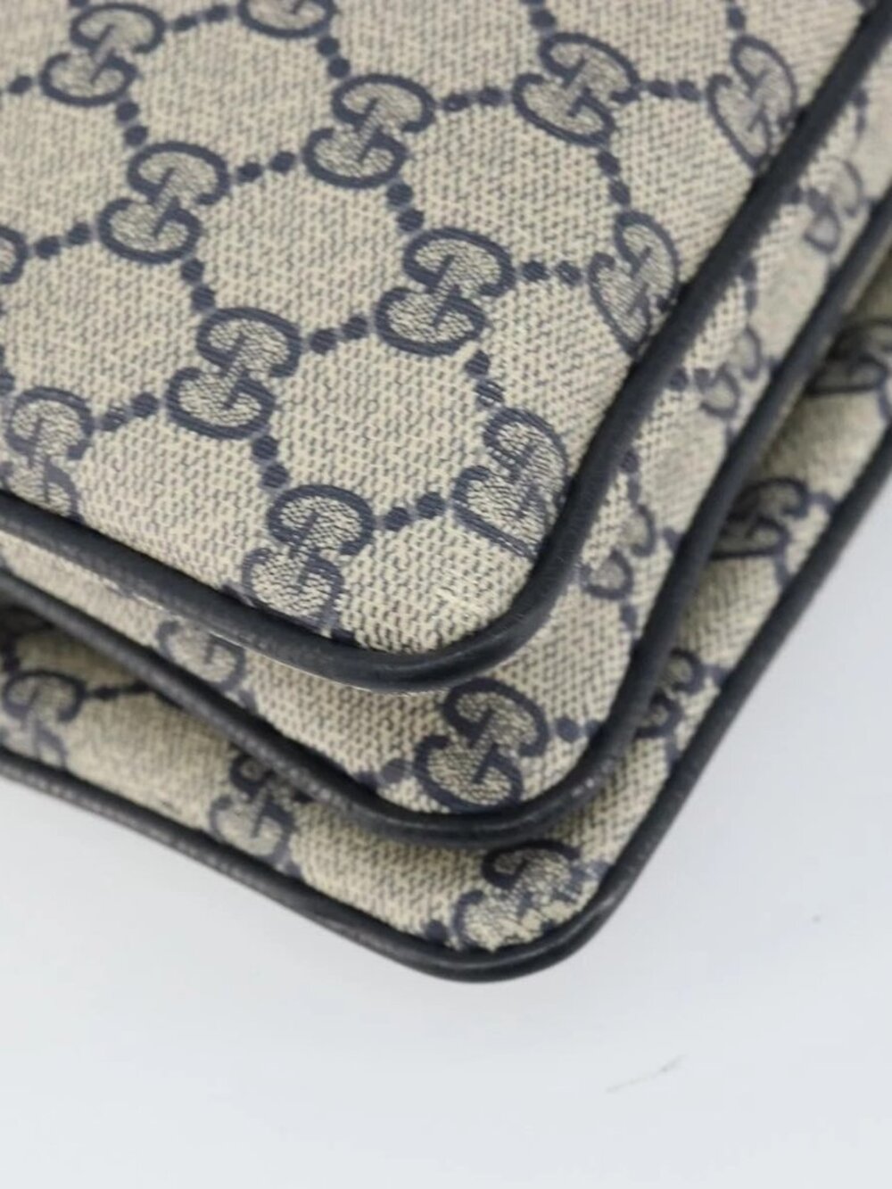 GUCCI GG Supreme Sherry Line Shoulder Bag PVC Navy Gold 41 02 090 Auth 159405 - Picture 4 of 16